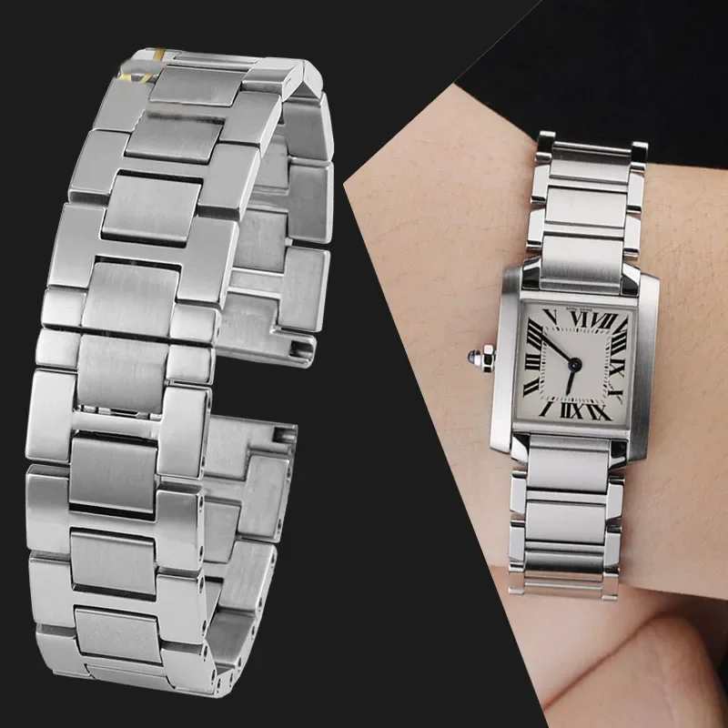 

16mm 17.5mm 20mm 22mm 23mm Stainless Steel Watch Band for Cartier Tank Solo Claire Men's and Women's Fine Steel Watch Strap