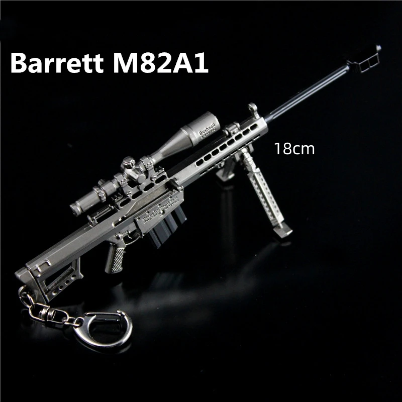 Multiple Styles PUBG Metal Gun Keychain AK47 Gun Weapon Model Alloy 98K AWM Barrett Light Key Chain Car Pendant Gift Toy for Kid 3