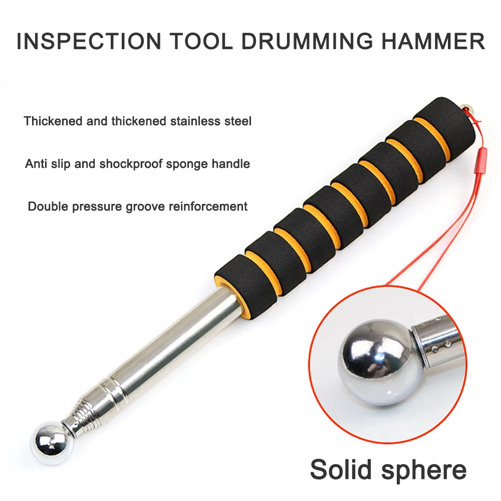 1.3M~2M Hollow Drum Hammer House Inspection Tool Hollow Drum Hammer Stainless Steel Telescopic Drum Hammer Detection Tile 4