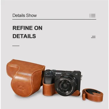 Borsa per Fotocamera Sony A6400 A6000 A6100 A6300, Custodia Protettiva in Pelle Retrò per Corpo Macchina e Obiettivo con Cinghie e Laccetti