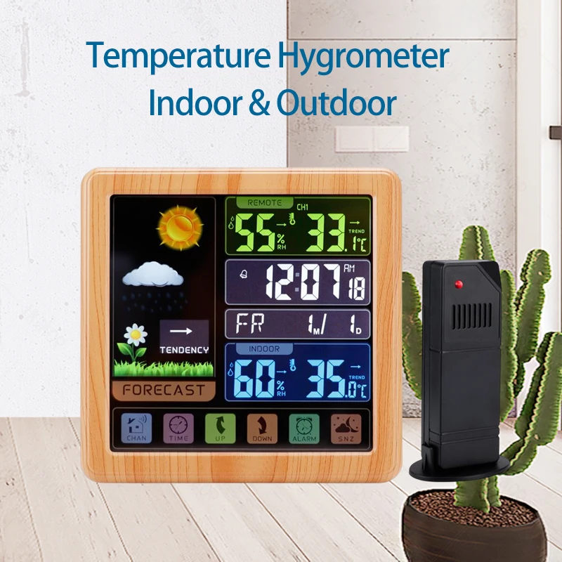 Weather Station Wireless Indoor Outdoor Hygrometer Thermometer Color ...