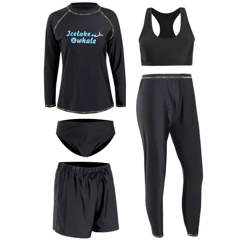 Women's Plus Size Swim Shirt and Capris w/ Bikini Full set 4pcs Bathing  Suit Long Sleeve Rash Guard Swimwear Fitness Activewear - AliExpress