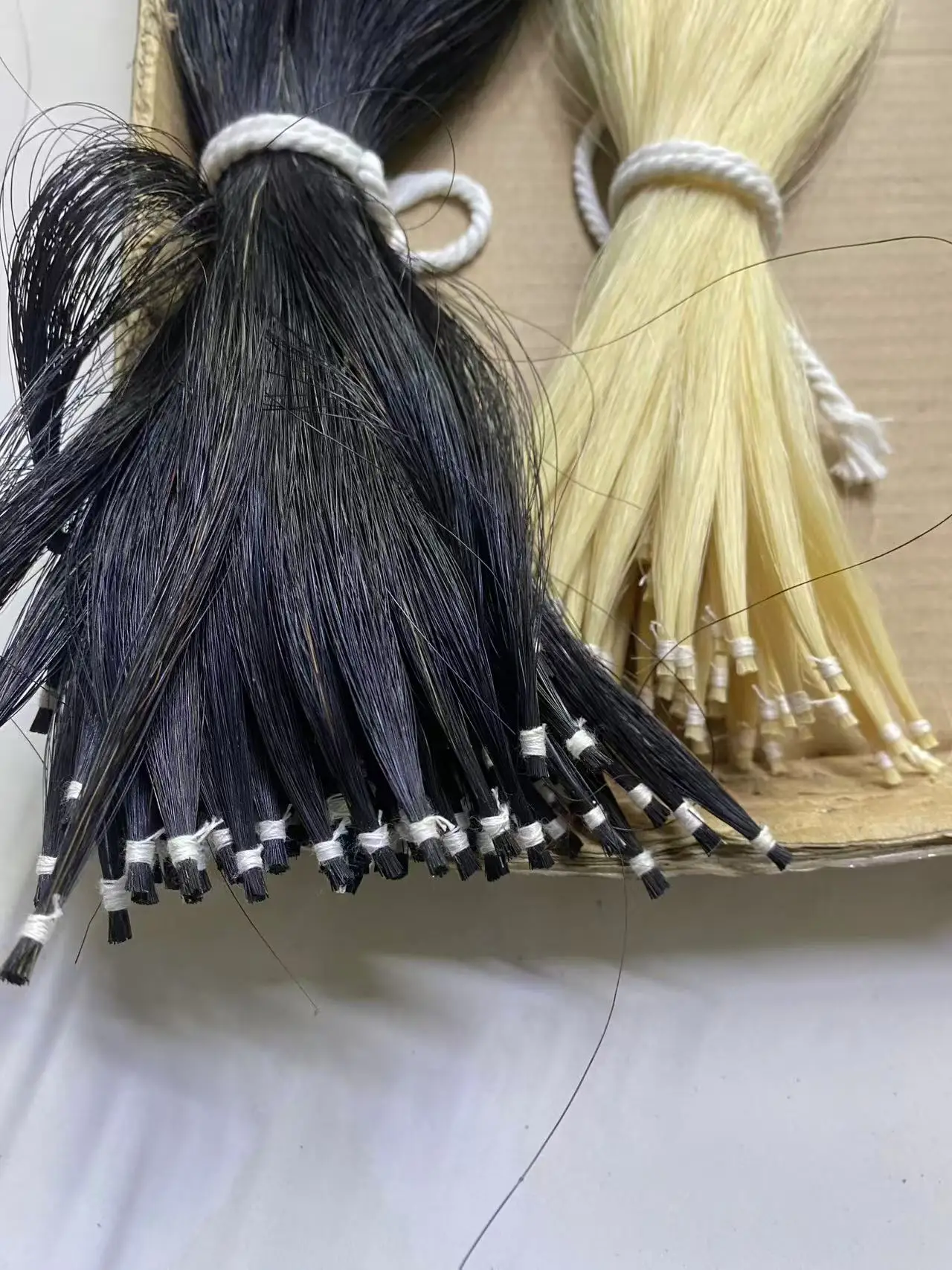 250g 80-85cm 천연 말털 흰색/검정색 말꼬리 바이올린 활털 몽골 말털