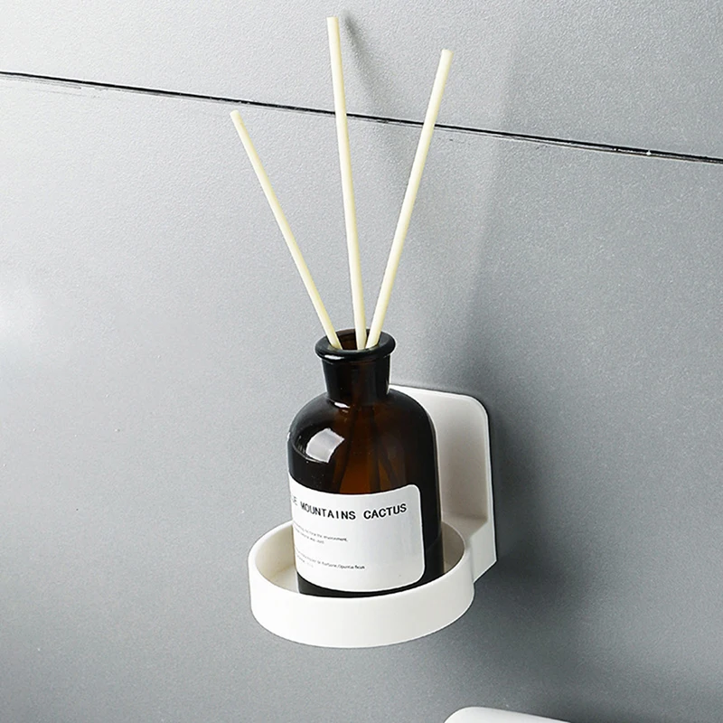 Self Adhesive Bottles Holder Tray Round Wall Mounted Hand Soap Dispenser Tray 4