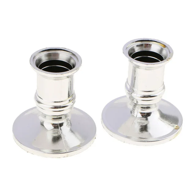 4Pcs Taper Candle Holders Traditional Shape Fits Standard Candlestick Silver Decoration Tea Light 2