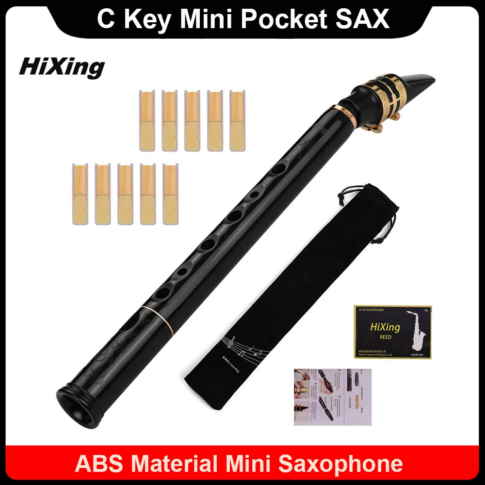 HiXing C Key Mini Saxophone de poche, matériau ABS, mini sax et