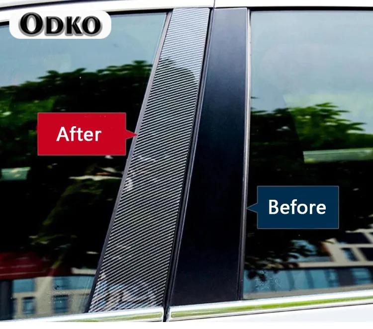 Glossy Black Car Door Window Center B C Pillars Post Middle Column Cover Trim Mirror Effect Sticker For Honda Civic FD 2006-2011