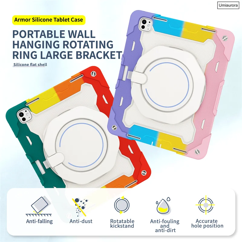 Shockproof Rugged Tablet Case with Pull Ring Stand