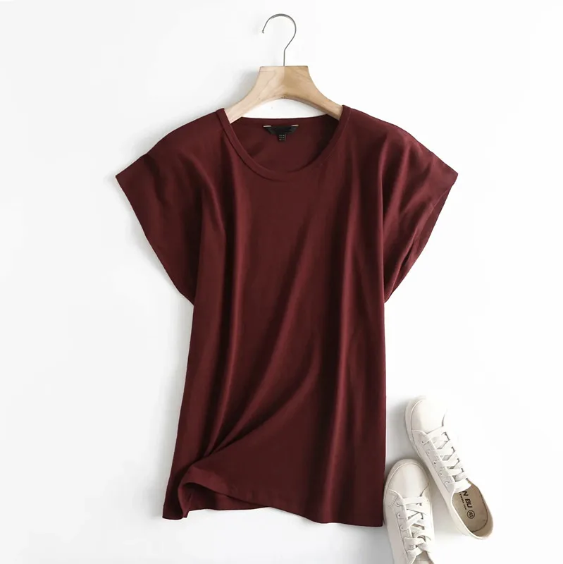 

Dave&Di Harajuku Tshirt England Office Lady Solid Simple Linen Casual Summer T Shirt Women Camisetas Verano Mujer 2022 Tops