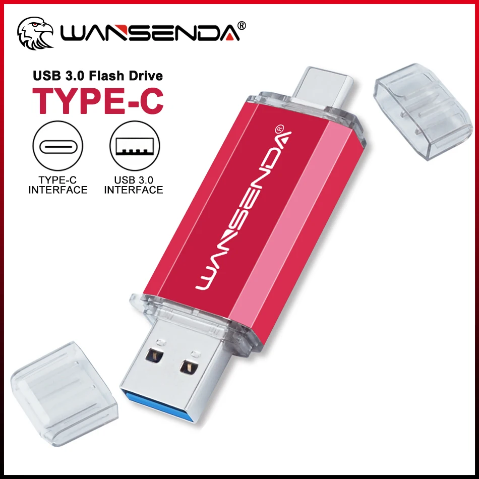 

WANSENDA USB Type C Flash Drive 128GB 2-IN-1 USB-C High Speed Pendrive 512GB 256GB 64GB 32GB Thumbdrive for Type-C Mobile/PC