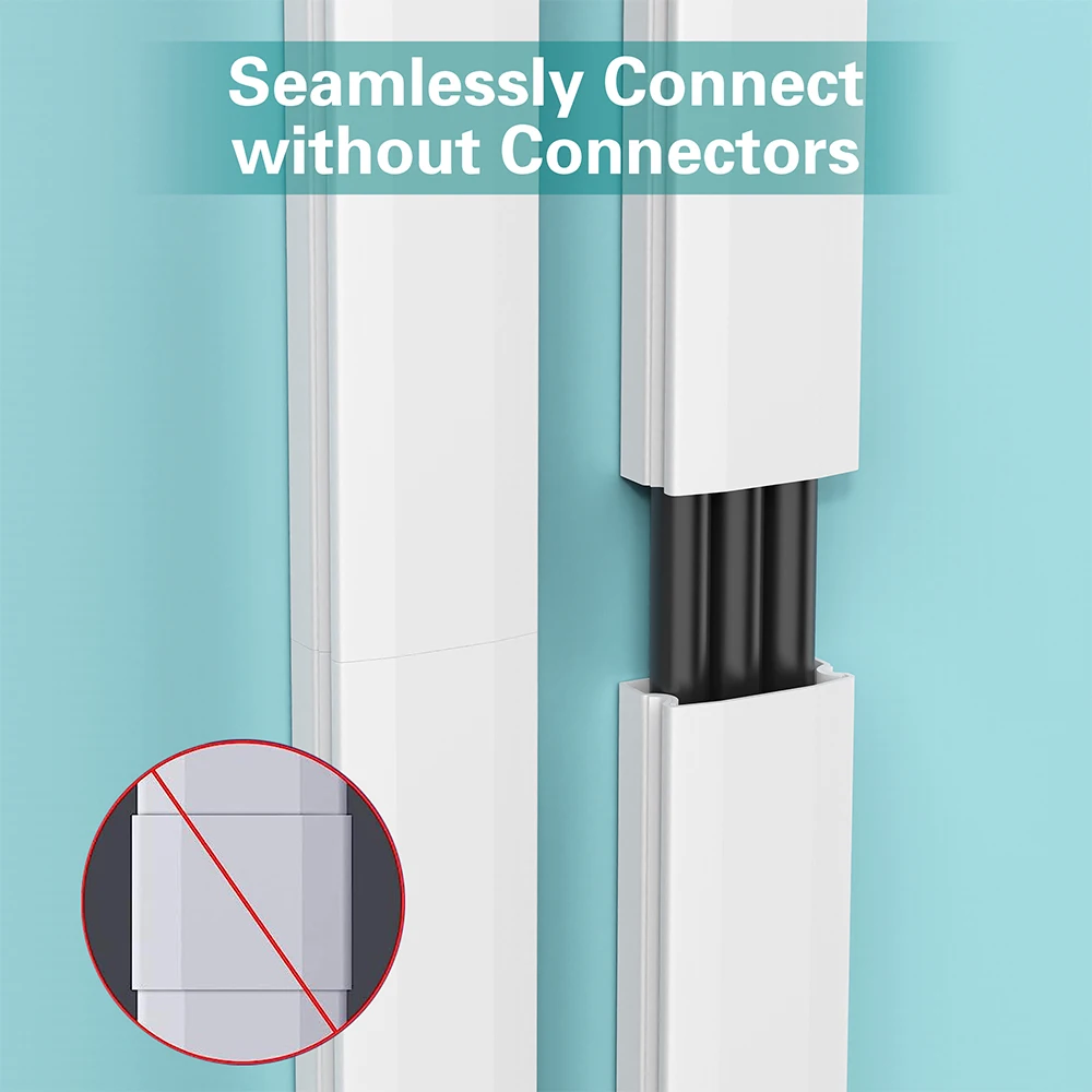 3pcs TV Cable Hider 47in PVC Cord Hider Cable Management Wall,Paintable Concealer for Wall Mounted TV,L15.7 W1.2 H0.59in