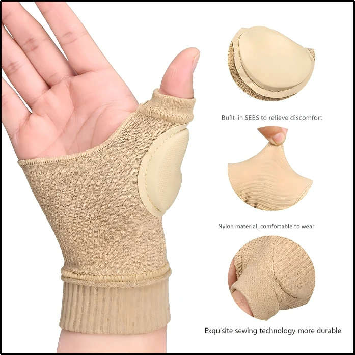 1 Paar atmungsaktive Daumen-Handgelenk-Kompressionshandschuhe mit gelgepolsterter Handgelenkstütze zur Schmerzlinderung bei Arthritis und Daumenverletzungen – Detail 5