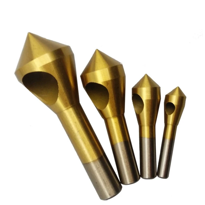 

4pcs Set Titanium Countersink Deburring Drill Taper Hole Cutter Steel/Aluminum Countersunk Head Chamfering Tools 2-5-10-15-20