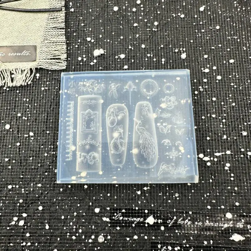 공작꽃 3D 실리콘 몰드 네일아트 데코 DIY 중국풍 다리 파빌리온 사랑 자물쇠 네일 템플릿 매니큐어 디자인 도구