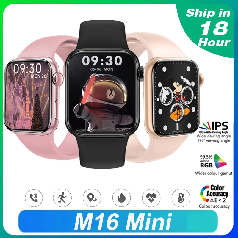 2022 M16 Mini 38mm Smart Fitness Bracelet Woman Men Watch Sleep Monitor Electronic Clock Bluetooth Call Smartwatch PK M16 Plus