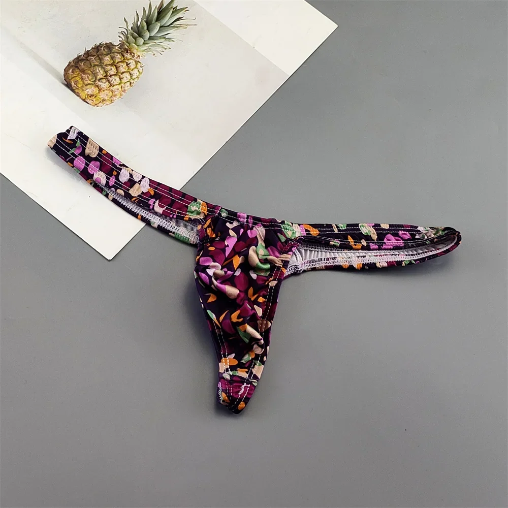 Sexy Printed Lips/Flowers/Camouflage Underwear for Men Mini Panties Penis Pouch String Low Waist Bikini Hombre Lingerie