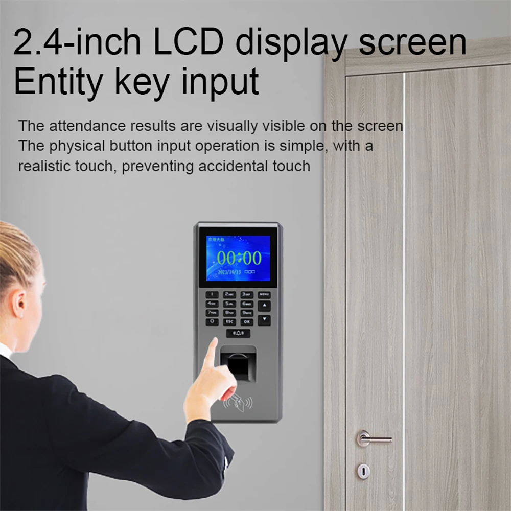 2.4 inch TCP/IP/USB biometric RFID keyboard fingerprint access control system electronic attendance machine all-in-one machine