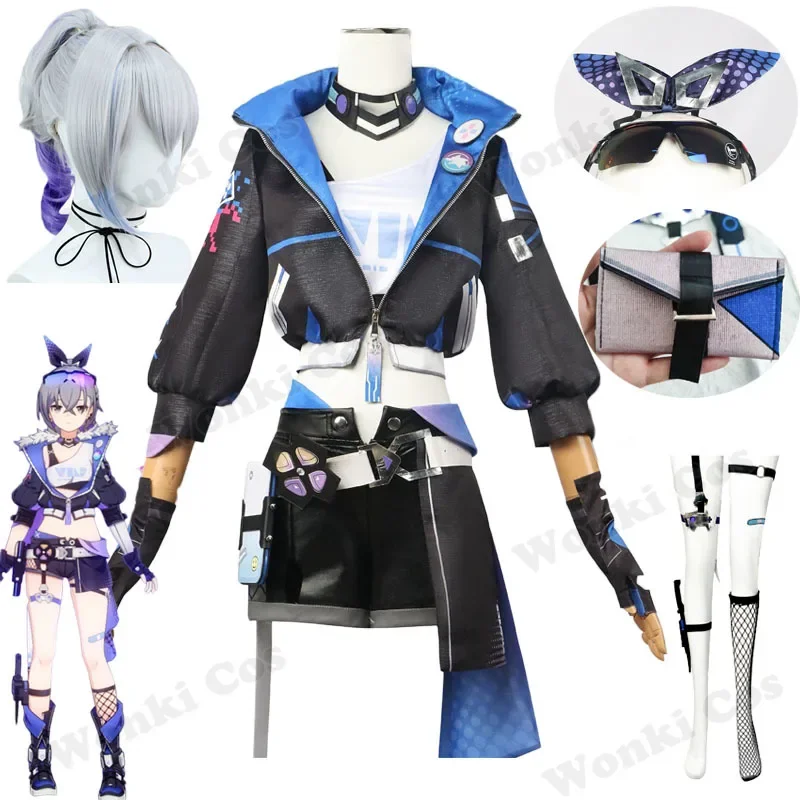 

Silver Wolf Honkai Cosplay Costume Wig Hair Honkai Star Rail Hunter Silver Wolf Cosplay Women Outfits