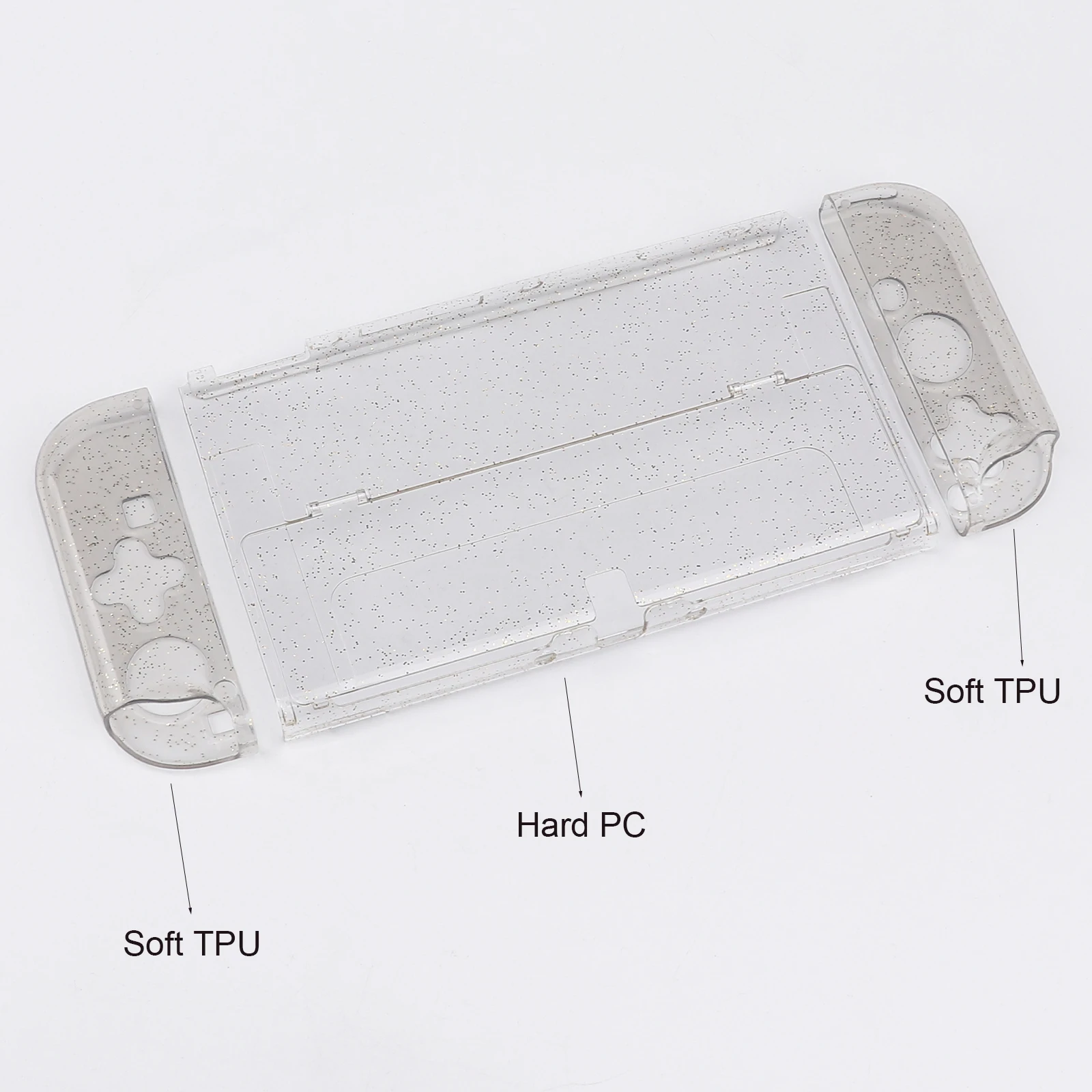 Nintendo Switch Oled 콘솔 비디오 게임 패드 커버 스킨 액세서리 용 투명 보호 TPU + PC 윤기 나는 케이스