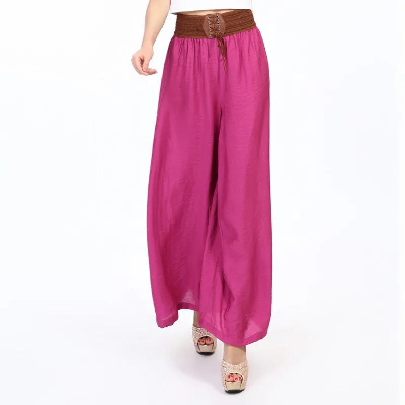 Bohemia Wide Leg Pants Female vintage cotton linen Trousers Summer thin prairie chic Pants streetwear pantalon plus size