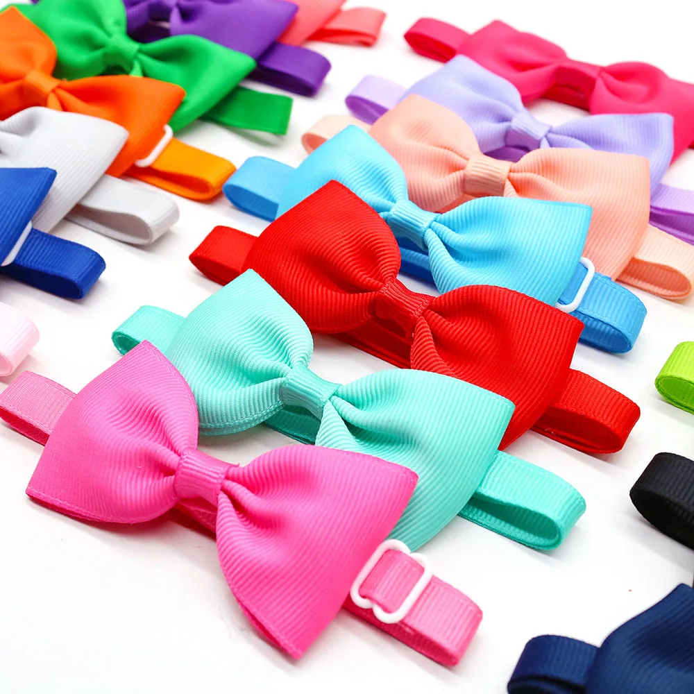 10PCS 솔리드 Bowtie 개 대량 작은 개 고양이 Bowties 넥타이 강아지 개를위한 강아지 활 애완 동물 미용 액세서리