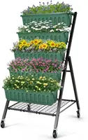 Vertical Raised Garden Bed Planter Box5 Tiers Vertical Garden Planter with Drainage System&4 Hooks for Plants Vegetables Flowers 1