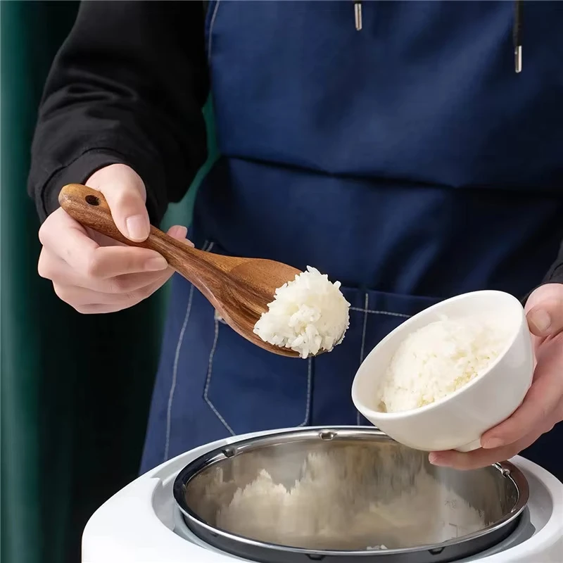 Elegant Wooden Cooking Utensil Collection: Spatula, Soup Ladle, and Rice Scoop Set