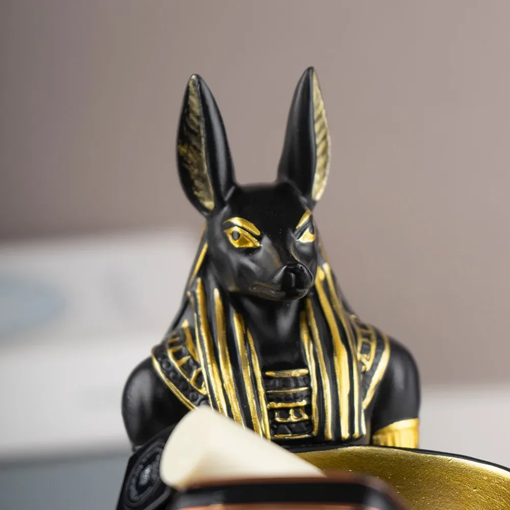 25cm Egyptian God Anubis Statue with Bowl Home Decor Living Room God Anubis Figurine Ancient Egypt Art Sculpture Gift - Image 5
