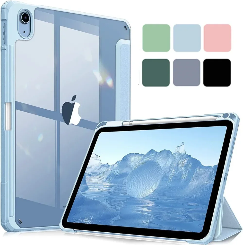 Híbrido para Ipad Pro 9.7 Ipad 10.2 7th 8th 9th 10th 10.9 A2602 A2270 Mini Tampa Traseira Transparente com Porta-caneta Case