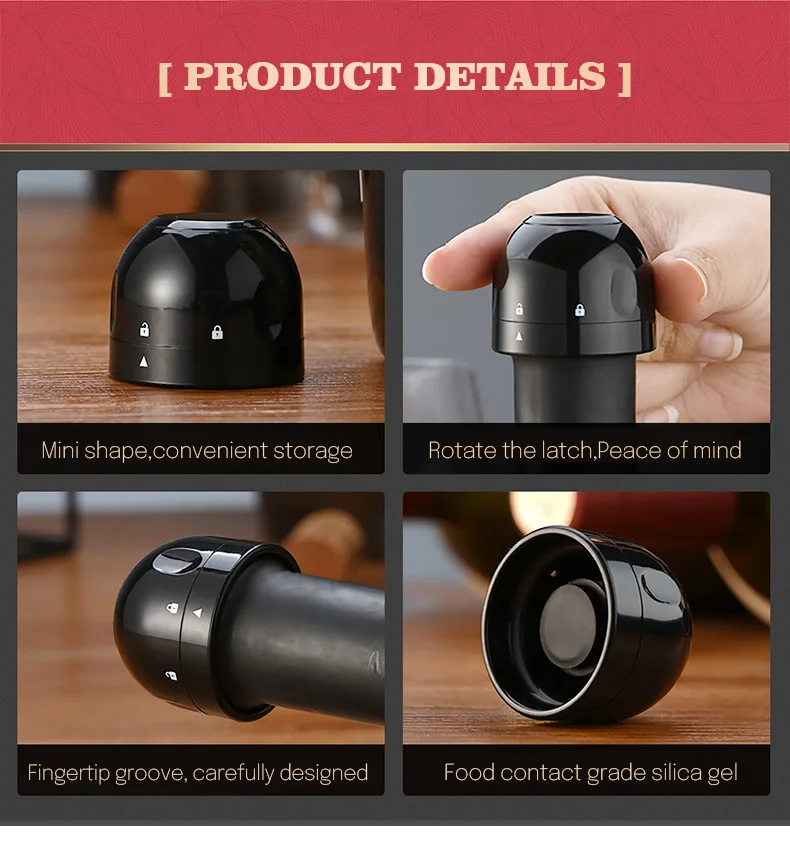 Vacuum Sealed Wine Bottle Plug Champagne Stopper Leak-Proof And Fresh Bottle Cap Wine Corks Bar Accessories Supplies