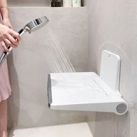 Light Luxury Wall-mounted Bathroom Seats Shower Chair Toilet Barrier-free Bath Chair Home Foldable Plastic Shoe Changing Stool 2