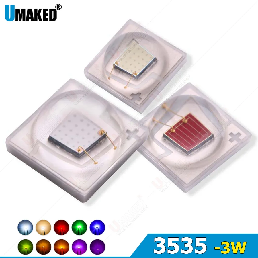 100PCS 3W 3535 SMD High Brightness SMD LED diodes lamp, white red green blue purple pink RGB RGBW led lamp chip lighting diy