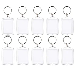 10-Pack Clear Acrylic Keychain Frames for Double-Sided Photo Inserts and DIY Crafts (10pcs)