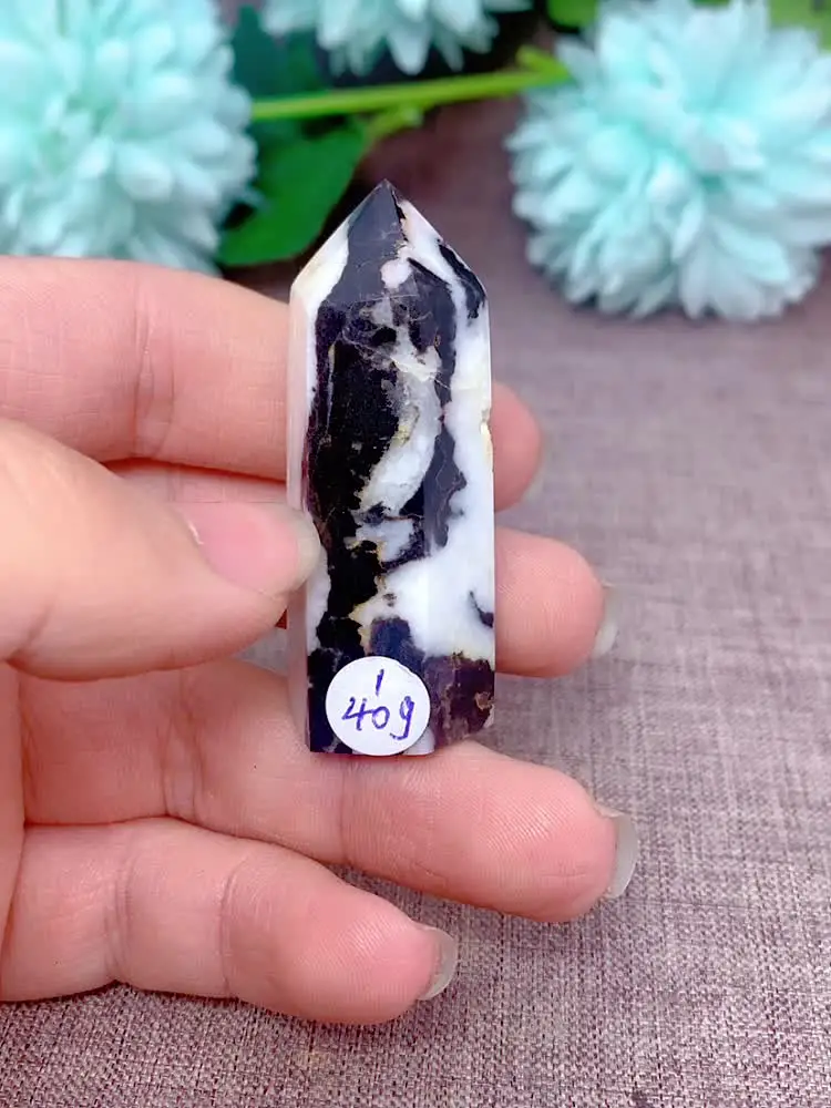 Натуральный кристалл черно-белая зебра яшма точечная башня домашний декор