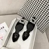 2022 Summer New Silk Rhinestone Square Button Pointed Flat Bottom Women's Shoes Hollow Fashion Crystal Wedding Shoes 4
