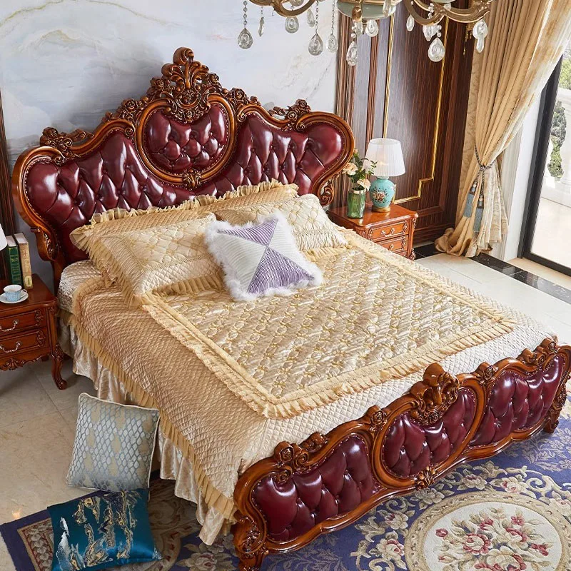 Letto Matrimoniale King Size In Legno Letto Matrimoniale Per Bambini Di Lusso In Pelle Kawaii Letto Matrimoniale In Pelle Cama Matrimoniale Mobili Per