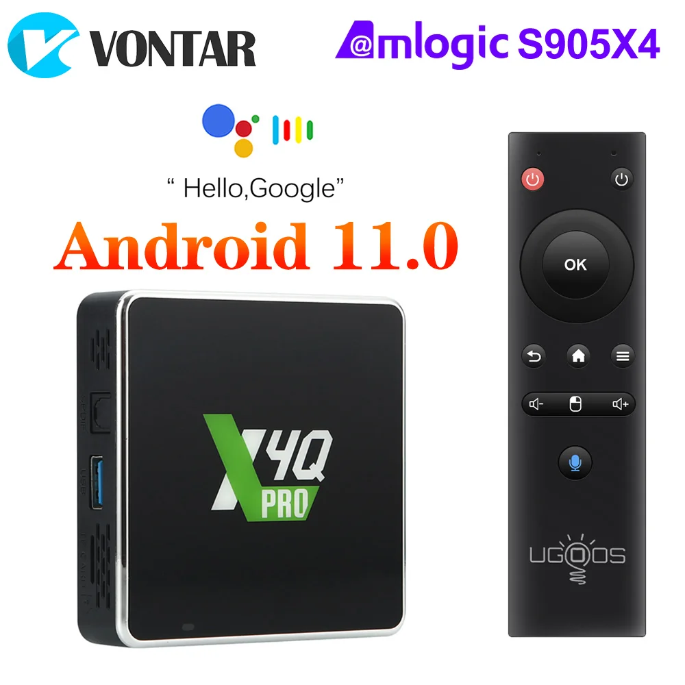 UGOOS-Boîtier TV X4Q Cube Pro, 4 Go/128 Go, Android 11, Winevine L1, Amlogic S905tage, 1000M, BT, 4K, Google Voice, 2/16/32 Go, LPDDR4