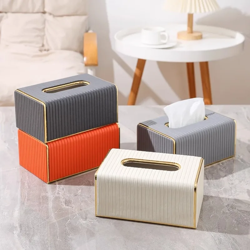Decorative tissue box，high appearance level light luxury leather tissue box used in hotels, living rooms, office, princess room 5
