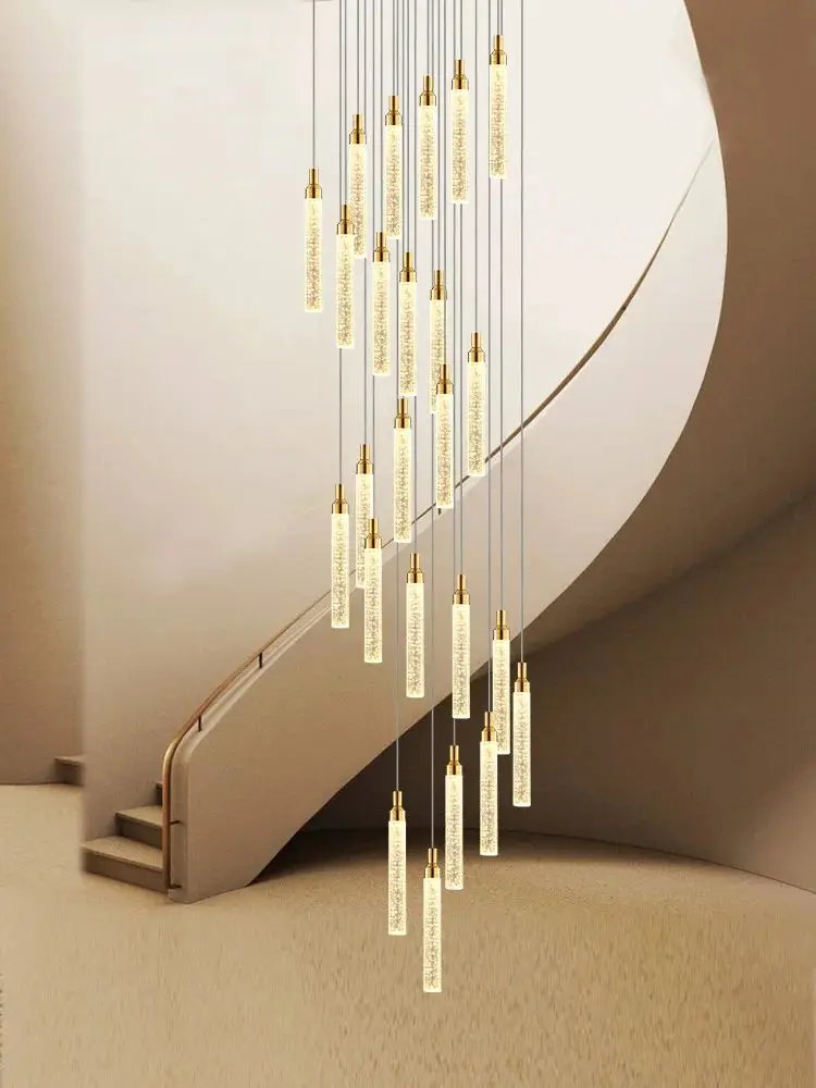 

Staircase chandelier long chandelier crystal raised rotating staircase loft apartment villa duplex building large chandelier