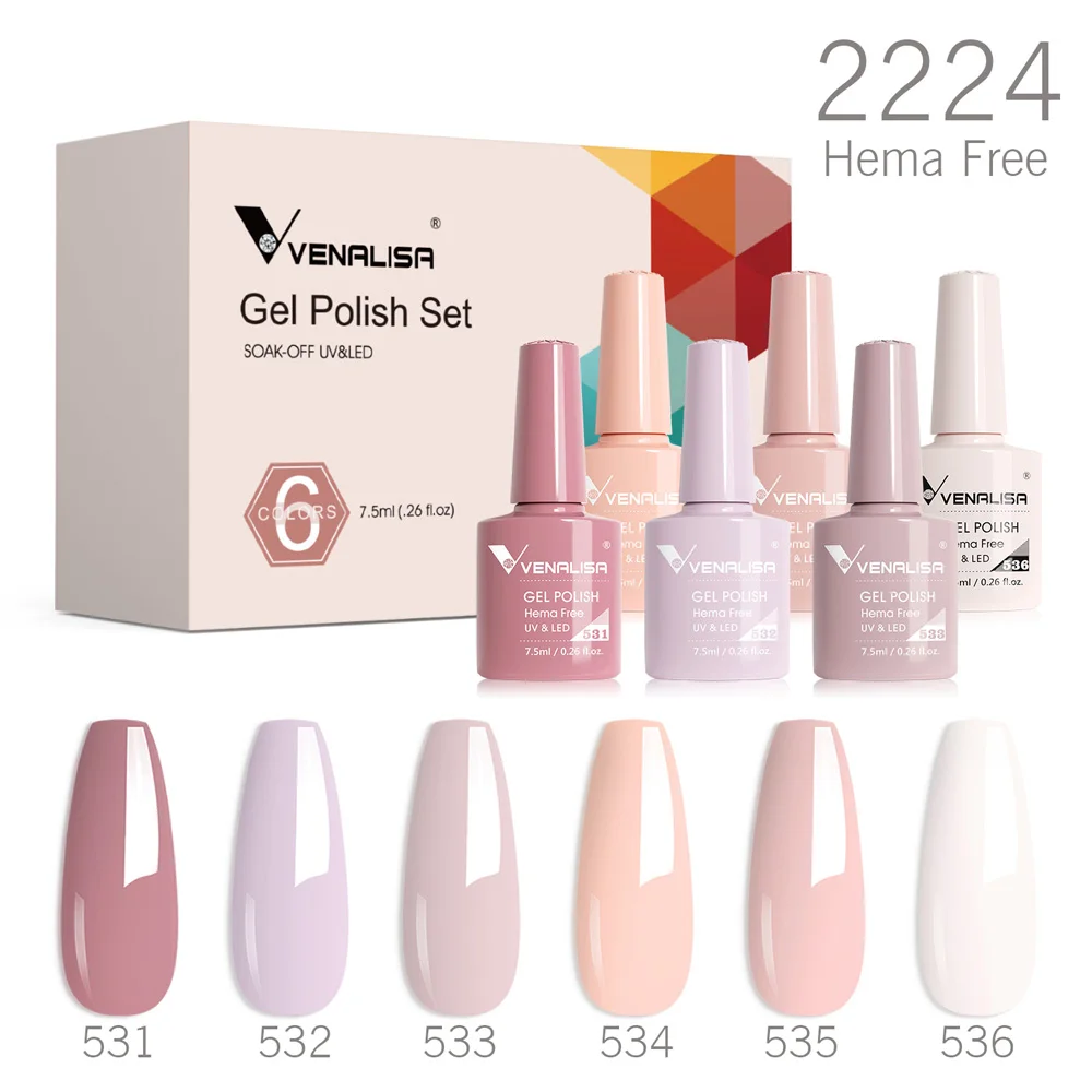 Venalisa HEMA-Free Autumn Collection Gel Nail Polish Kit - 6 Vibrant Fall Shades