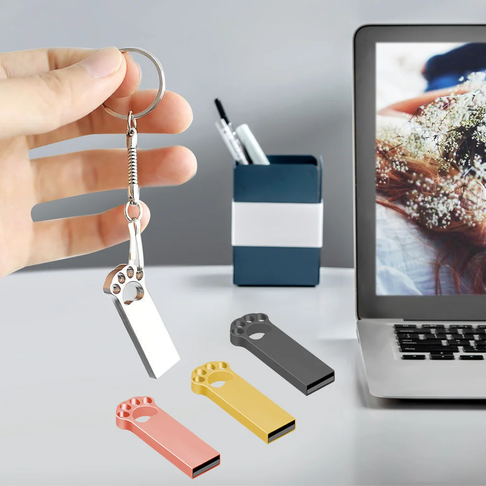 귀여운 고양이 발바닥 USB 플래시 드라이브 - 방수, 대용량, 가볍고, 컴팩트하며 내구성이 뛰어난 휴대용 발바닥 프린트 썸 드라이브 2.0