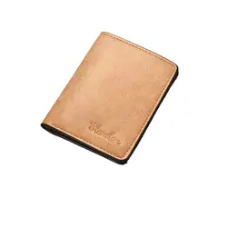 Compact PU Leather Men's Wallet - Mini Bifold Card Holder in Black and Brown (Yellow)