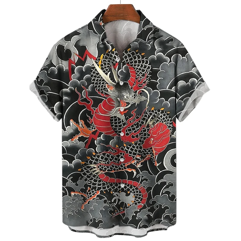 Animal Elements Pattern Shirts For Men Clothing 3d Print Tiger T-shirt Streetwear Fashion Trend Short Sleeve Men's Buttons Shirt 2
