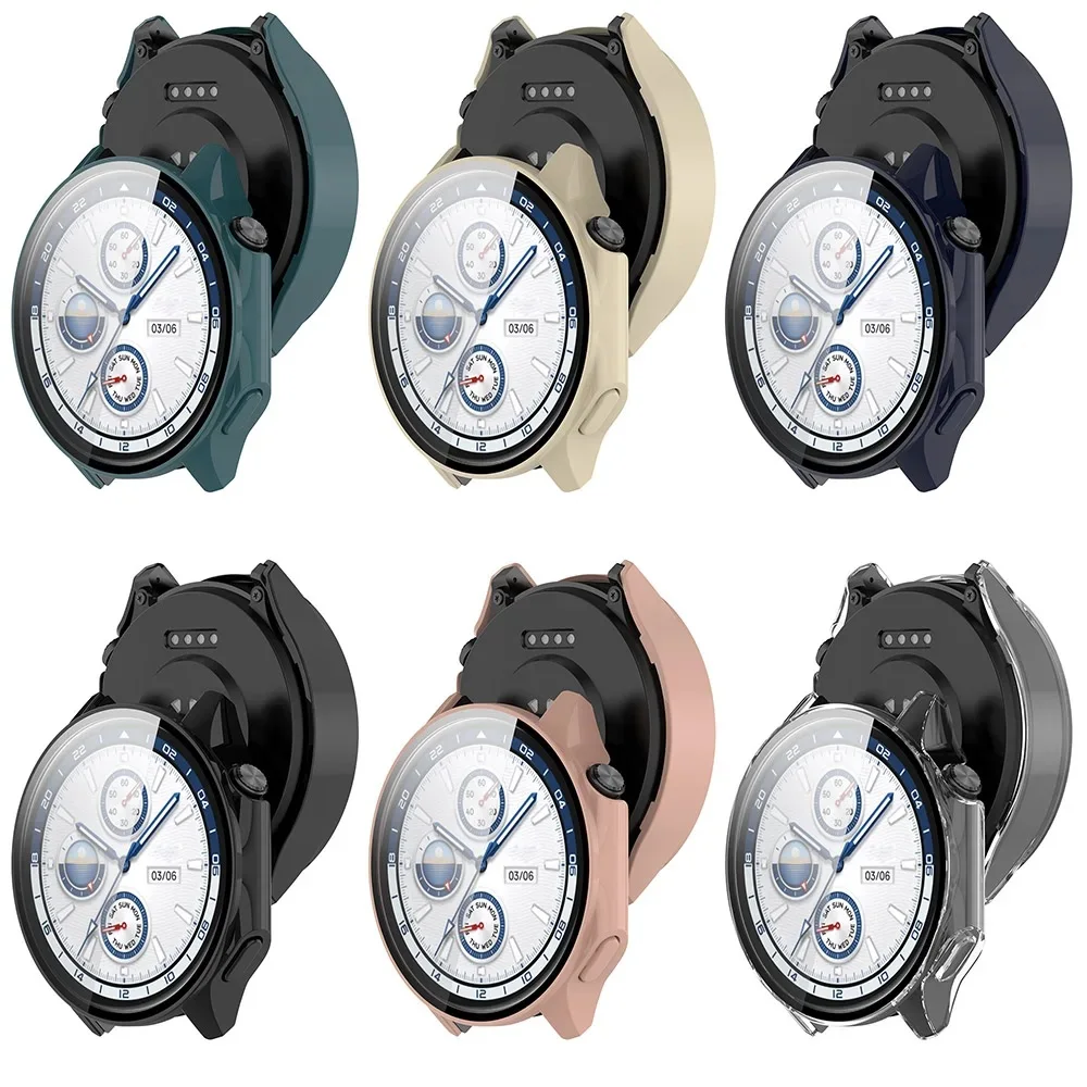 All-Around Tempered Glass Protective Case for Smart Watch - Hard PC Bumper Cover