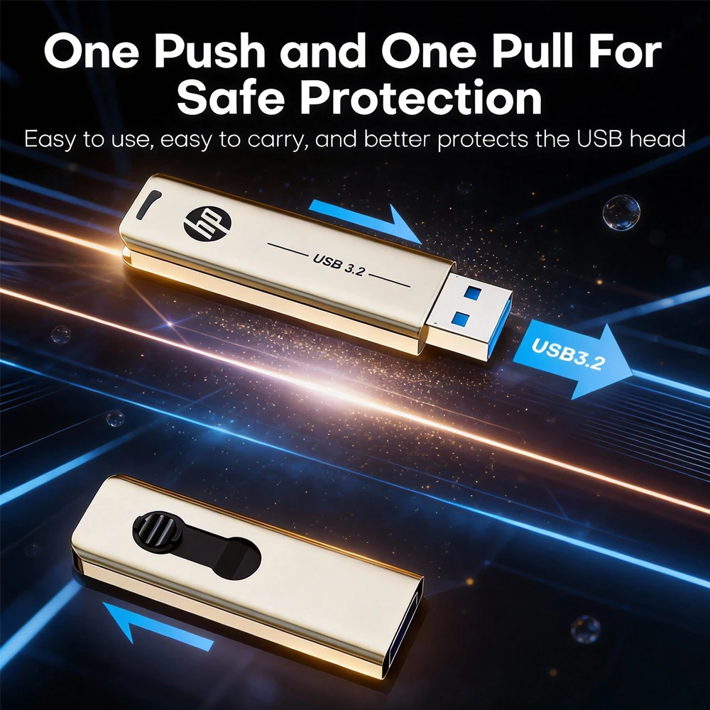 High-Speed Metal USB Flash Drive with Push-Pull Design