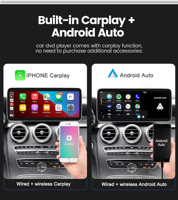 AUTORADIO GPS 12,3 Android 13 CarPlay per Mercedes Classe C/GLC/V/X W205  X253 EUR 409,99 - PicClick IT