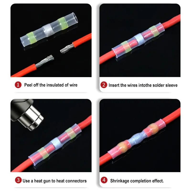 10 ~ 500pcs Solder Seal  Wire Connectors Kit Heat Shrink Butt Crimp Terminals Waterproof Electrical Cable Splice Connector - Image 5