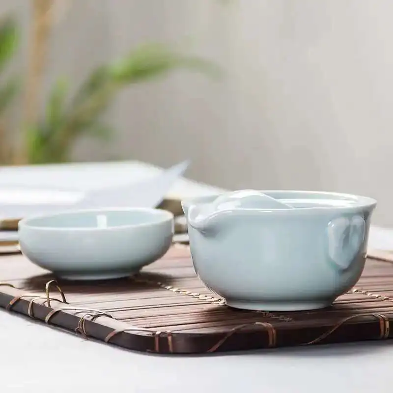 Gaiwan Tea Set celadon 3d Carp Kung Fu Tea Set Include 1 Teapot 1 Teacup Teapot Kettle