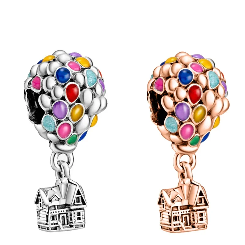 Fit Pandora Color Argento Disney Pixar Up House & Balloons Ciondola I Ciondoli Per Il Braccialetto Accessori Per Gioielli Da Donna Braccialetti Per Ra