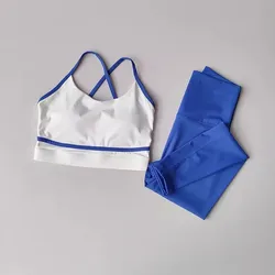 Women's Activewear Yoga Set - High Waist Leggings & Sports Bra Workout Ensemble - M (White)